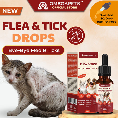 Omega Pets™ Flea & Tick Nutritional Drops for Cats & Dogs (60ml) – product image