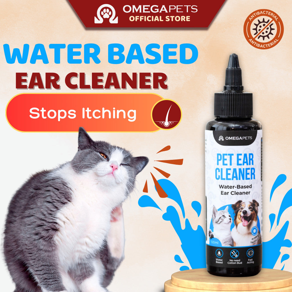 Omega Pets™ Ear Cleaner - Water Based Pet Ear Cleaner, Cat Ear Cleaner, Dog Ear Cleaner, Pencuci Telinga Kucing – product image