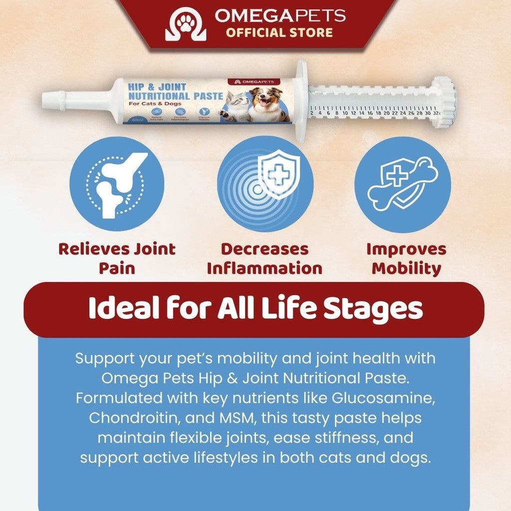 Omega Pets™ Cat and Dog Hip & Joint Nutritional Paste (60ml) – product image 2