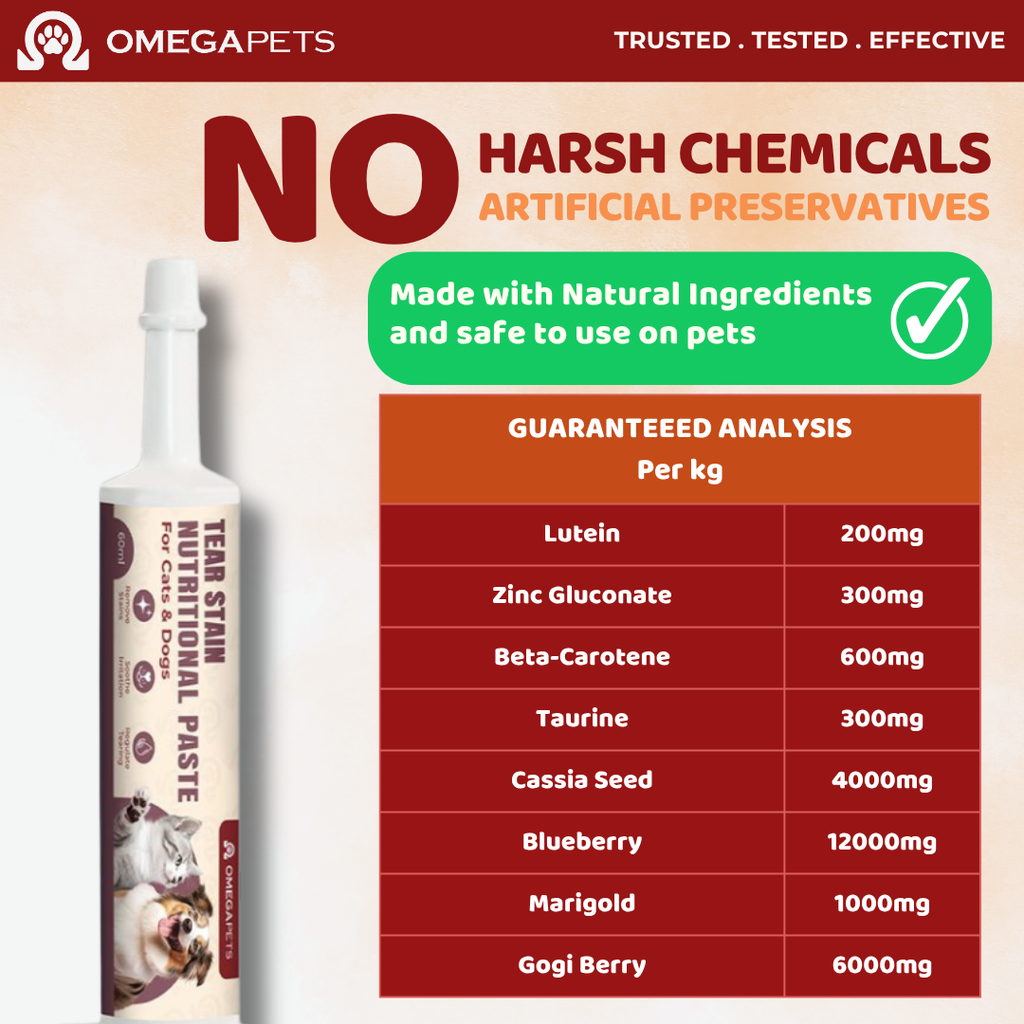 Omega Pets™ Tear Stain Nutritional Paste for Cats & Dogs (60g) – product image 3