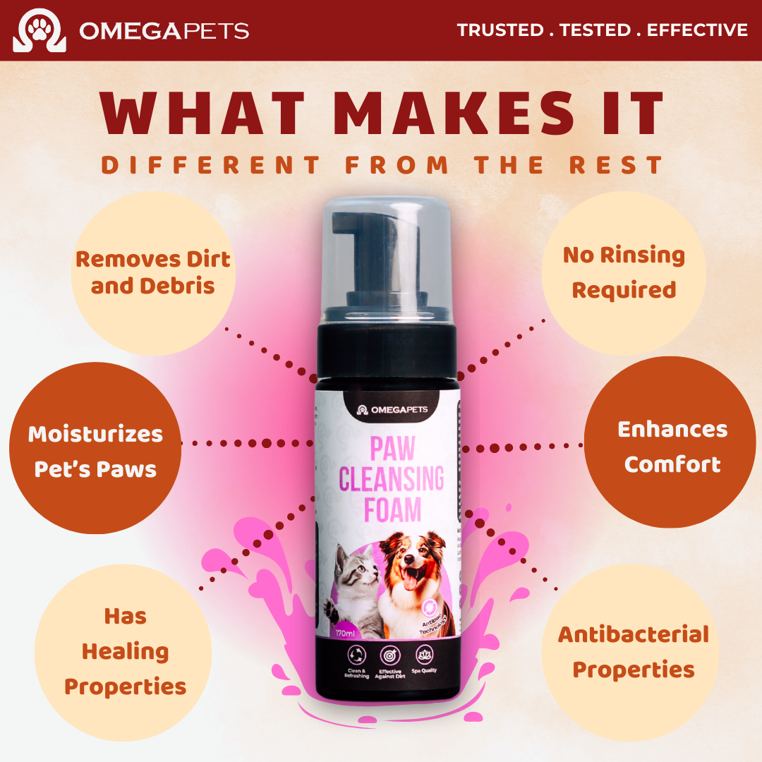 Omega Pets™ Paw Cleansing Foam (170ml) - Rinse Free, Cat Paw Cleanser, Dog Paw Cleanser – product image 5