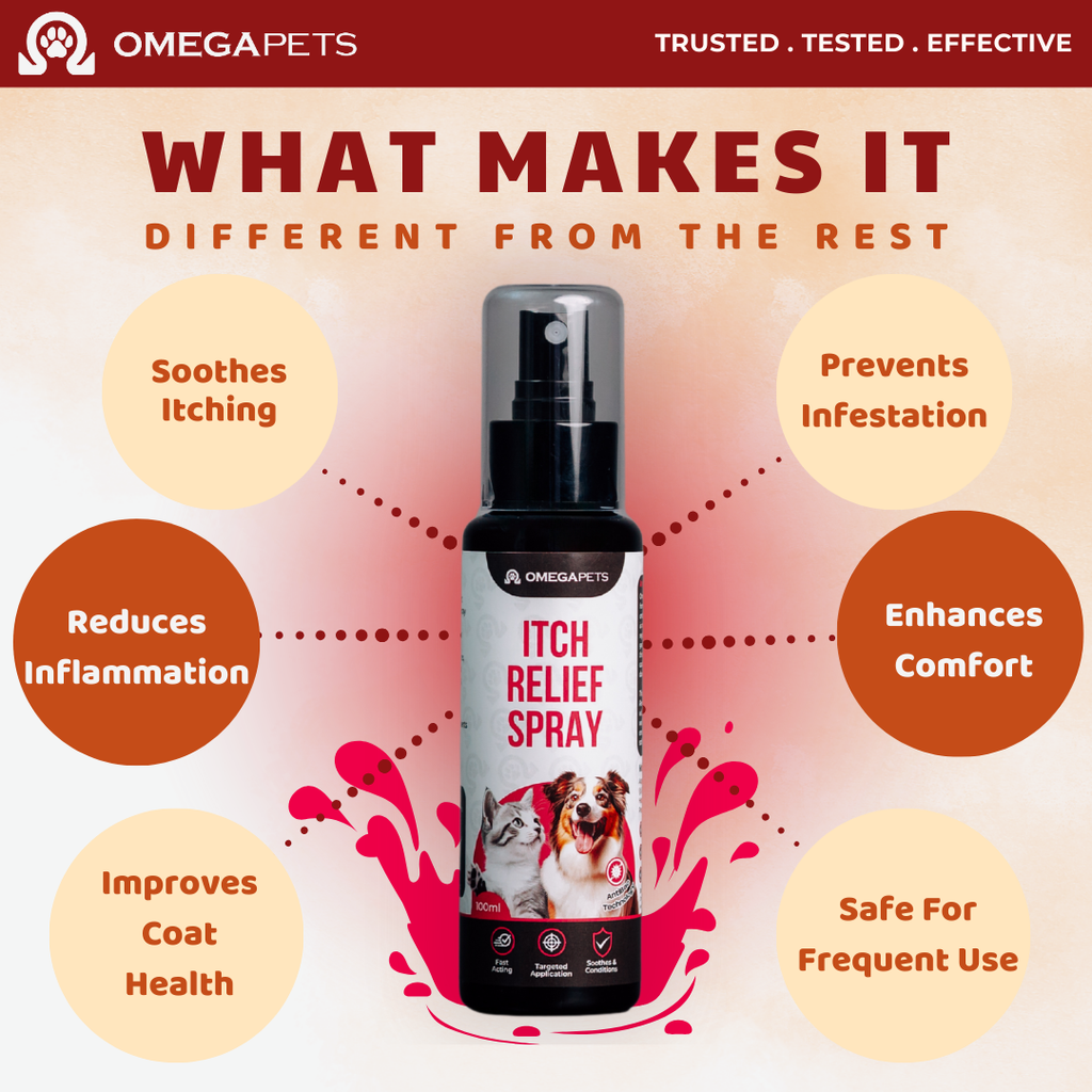 Omega Pets™ Itch Relief Spray (100ml) - Flea & Tick Spray, Spot Relief, Semburan Gatal Kucing – product image 5