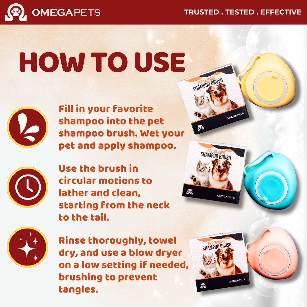 Omega Pets™ Shampoo Brush - Pet Shampoo Dispenser, Berus Syampu Kucing – product image 3