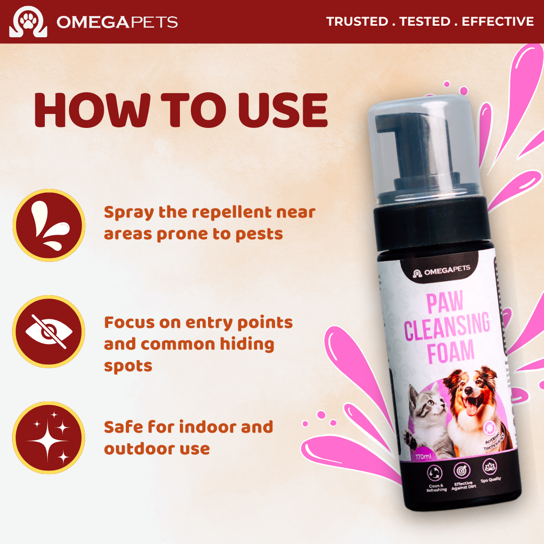 Omega Pets™ Paw Cleansing Foam (170ml) - Rinse Free, Cat Paw Cleanser, Dog Paw Cleanser – product image 4