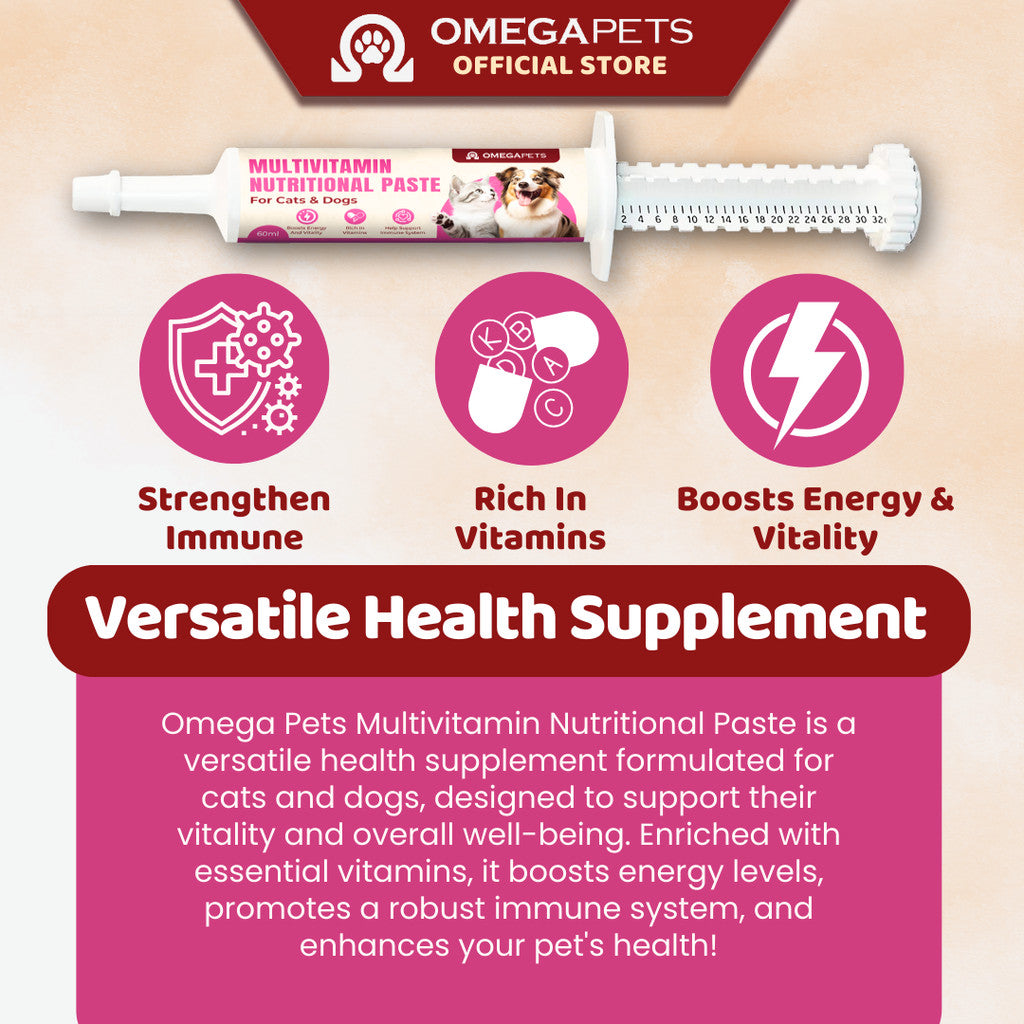 Omega Pets™ Multivitamin Nutritional Paste (60ml) - Pet Multivitamin, Multivitamin for Cat and Dogs – product image 2