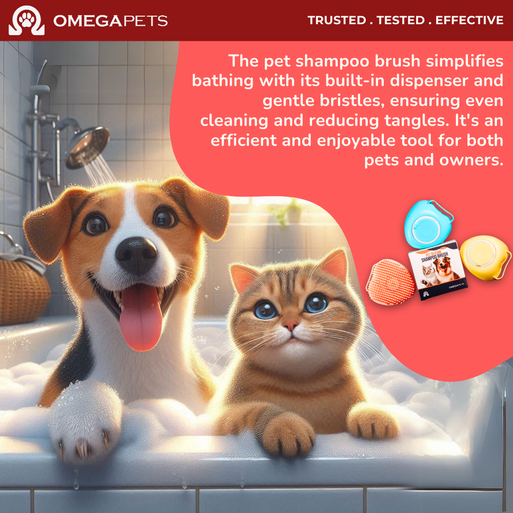 Omega Pets™ Shampoo Brush - Pet Shampoo Dispenser, Berus Syampu Kucing – product image 5