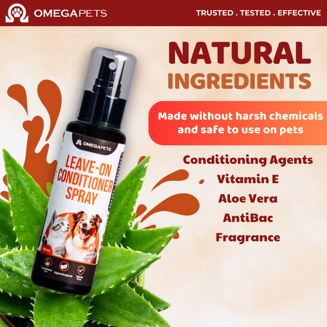 Omega Pets™ Leave On Conditioner Spray to Soften & Detangle Fur (100ml) – product image 3